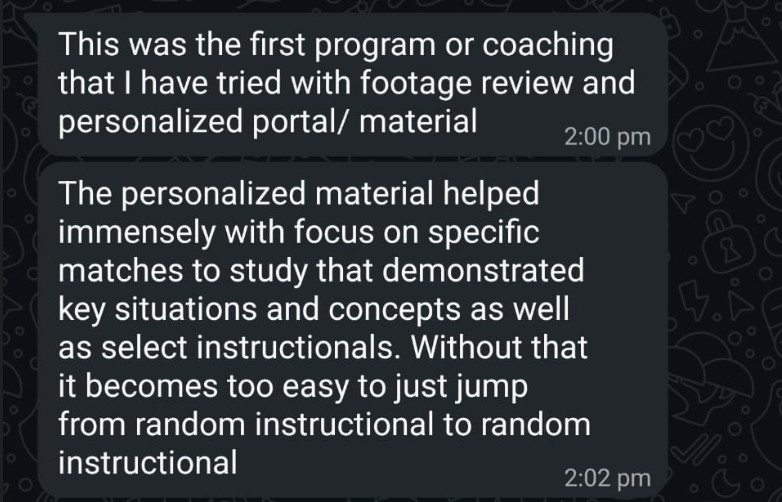 Alan explaining how personalized footage review gave him focus